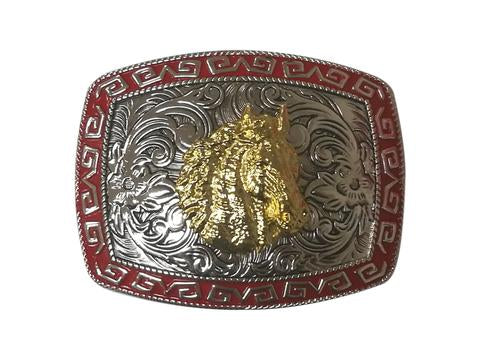 HORSE HEAD BELT BUCKLE GOLD SILVER RED WESTERN BUCKLE FASHION ART NEW #EH12274