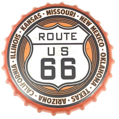 ROUTE 66 BOTTLE CAP TIN SIGN METAL ART WESTERN HOME DECOR CRAFT