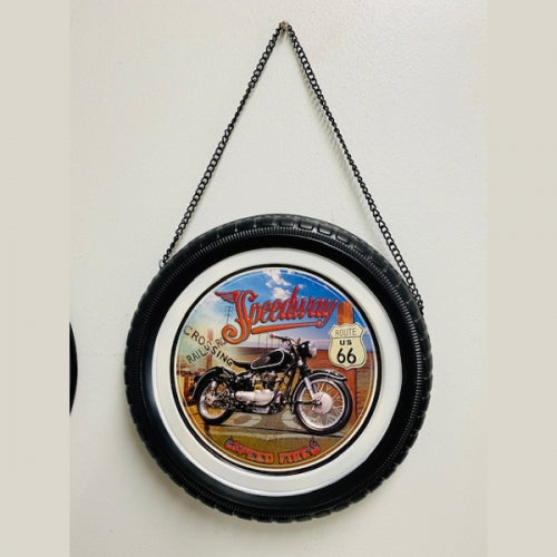 SPEEDWAY METAL TIRE DECOR TIN SIGN METAL ART WESTERN HOME DECOR CRAFT