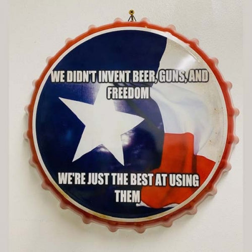 WE DIDNT INVENT BOTTLE CAP TIN SIGN METAL ART WESTERN HOME DECOR CRAFT -- FREE SHIPPING