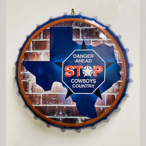 DANGER AHEAD BOTTLE CAP TIN SIGN METAL ART WESTERN HOME DECOR CRAFT-- FREE SHIPPING