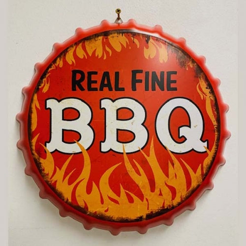 BBQ BOTTLE CAP TIN SIGN METAL ART WESTERN HOME DECOR CRAFT