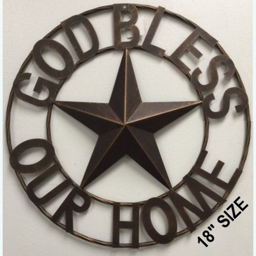GOD BLESS OUR HOME 18",24",32",36" BARN STAR METAL LONE STAR TWISTED RING WESTERN HOME DECOR HANDMADE NEW #EH11002