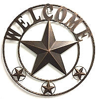 WELCOME BARN STAR METAL LONE STAR TWISTED ROPE RING WESTERN HOME DECOR HANDMADE #EH11369