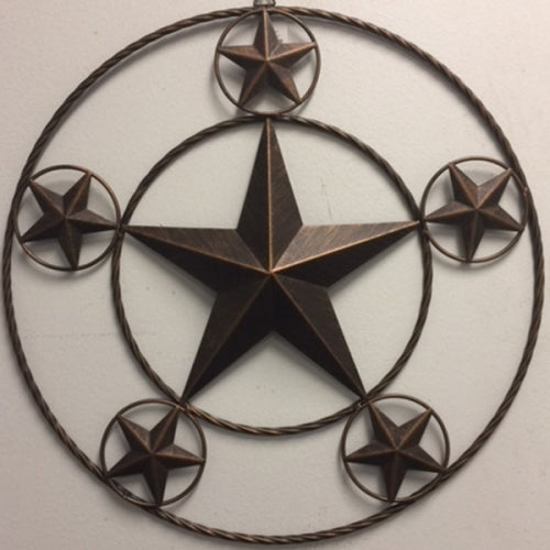 MULTI STARS 20" BARN METAL STAR TWISTED ROPE RING WESTERN HOME DECOR HANDMADE NEW #EH11801