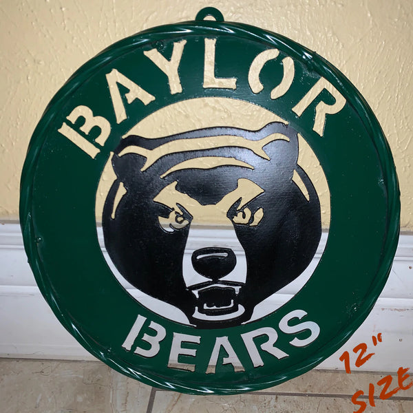 12",18",24",32" BAYLOR BEARS CUSTOM METAL VINTAGE CRAFT SIGN WESTERN HOME DECOR HANDMADE