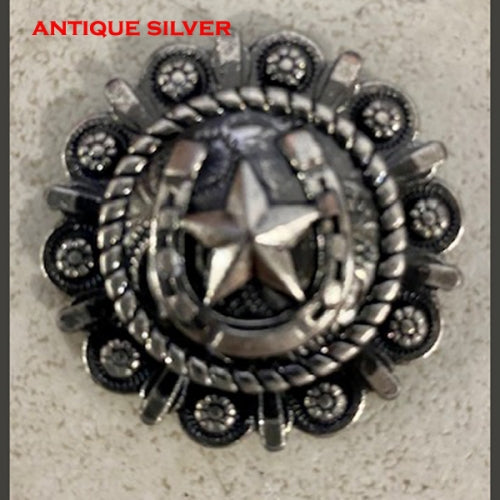 #SI_CI56603 1.5" HORSESHOE STAR ANTIQUE SILVER CONCHO METAL ART WESTERN HOME DECOR HANDMADE NEW--FREE SHIPPING