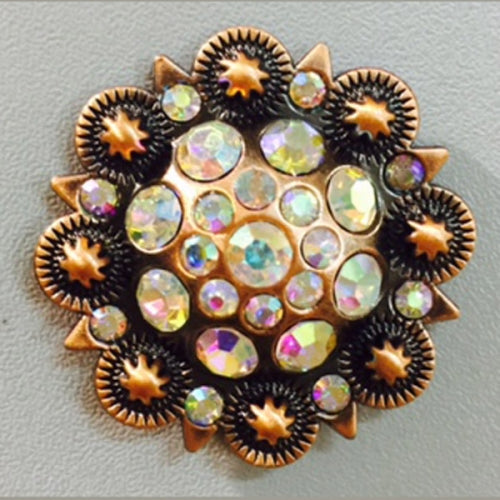 #SI_CI 1.5" CLEAR STONE CONCHO METAL ART WESTERN HOME DECOR HANDMADE NEW--FREE SHIPPING