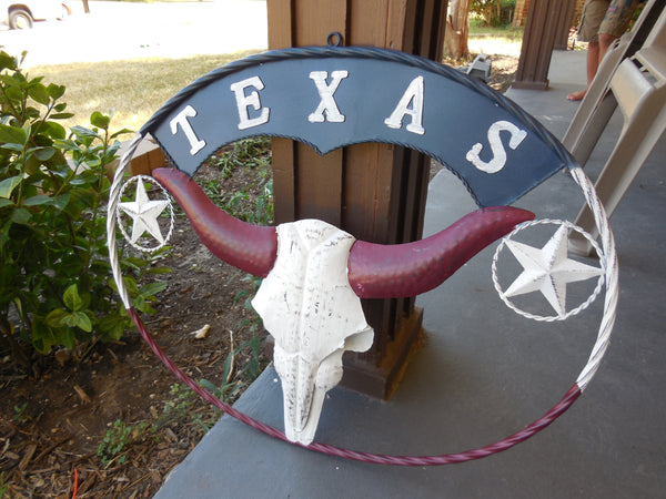 24" X 18" TEXAS LONGHORNS METAL ART WALL DECOR WESTERN HOME DECOR NEW