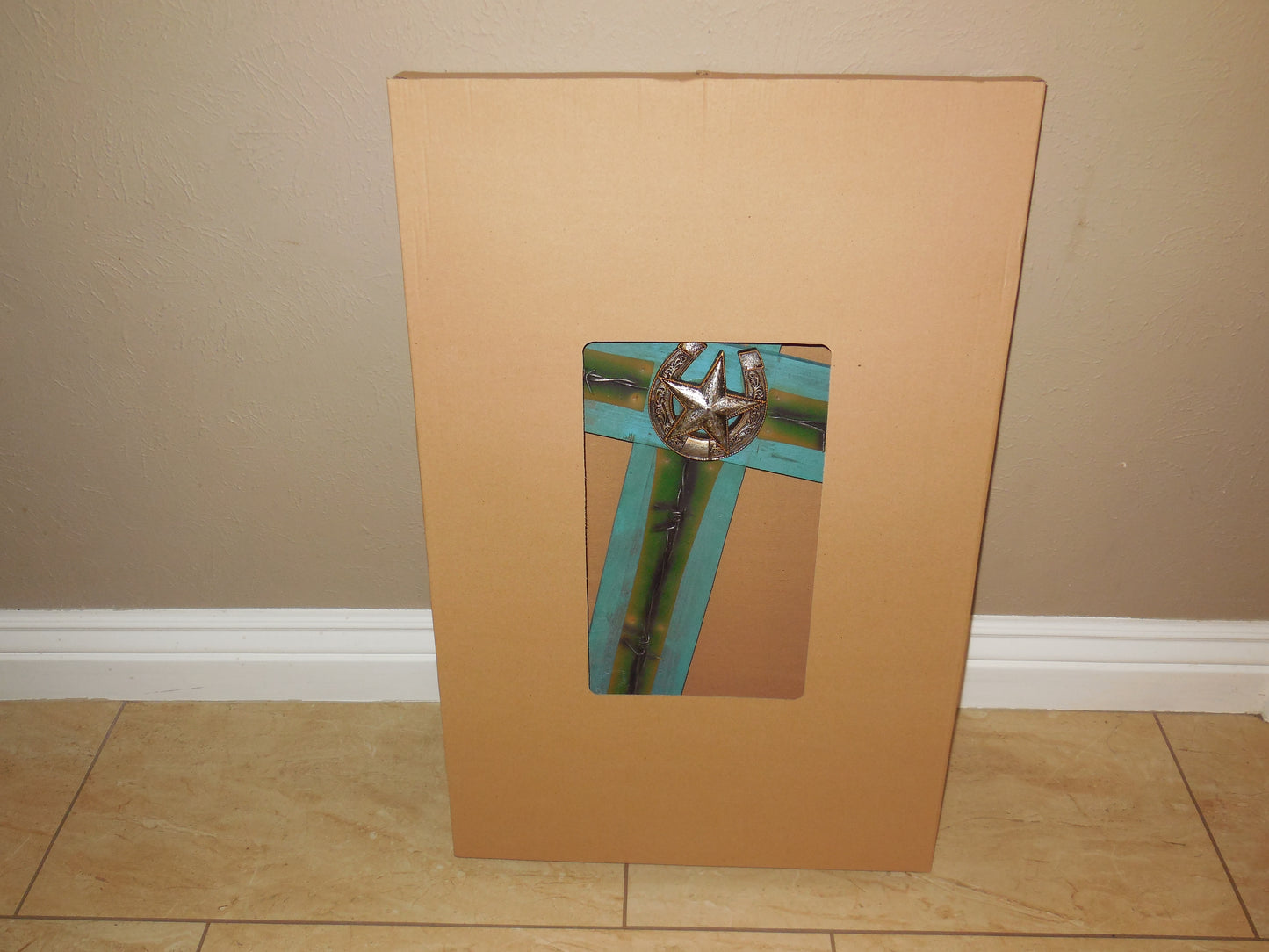 P&G HORSESHOE STAR WOOD CROSS WESTERN HOME DECOR NEW ART--FREE SHIPPING