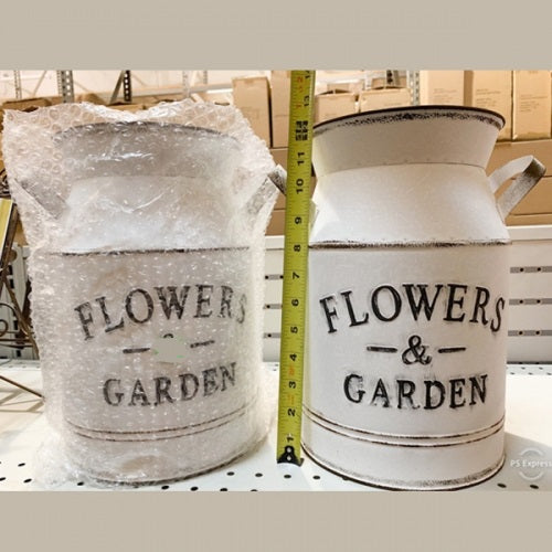13" GALVANIZED FLOWERS & GARDEN BUCKET WESTERN HOME DECOR METAL NEW ART