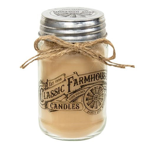 ITEM# CH_G03179 CINNAMON BUNS CLASSIC FARMHOUSE MASON JAR CANDLE, 14oz BRAND NEW