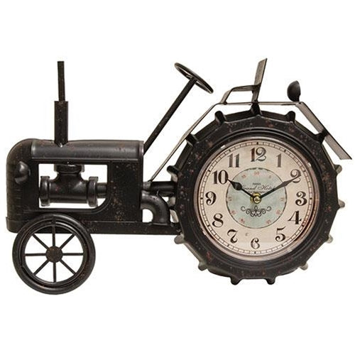 16" FARMHOUSE BLACK TRACTOR CLOCK FARMHOUSE METAL ART WESTERN HOME DECOR NEW #EH12153