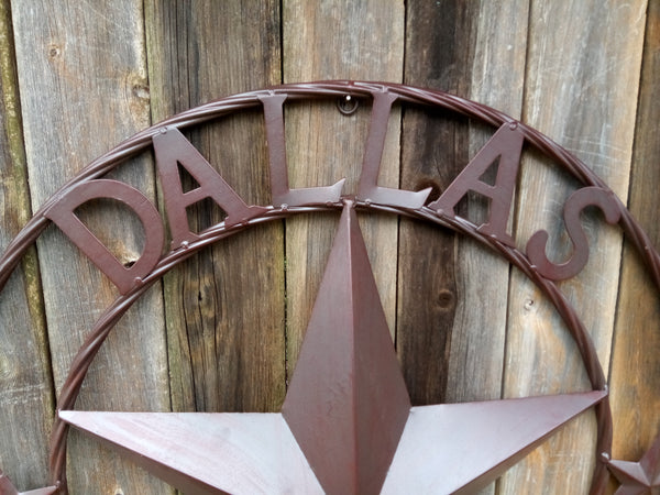 DALLAS COWBOYS BROWN STAR METAL ART WESTERN HOME WALL DECOR, SIZE:24",32",36",40",42",44",46",50"