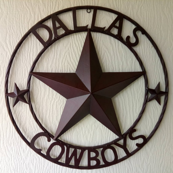 DALLAS COWBOYS BROWN STAR METAL ART WESTERN HOME WALL DECOR, SIZE:24",32",36",40",42",44",46",50"