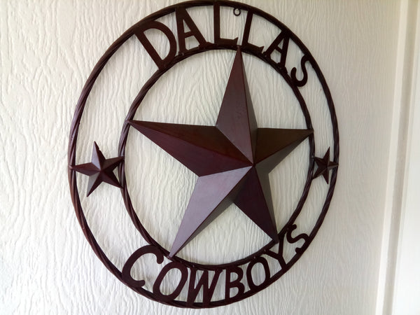 DALLAS COWBOYS BROWN STAR METAL ART WESTERN HOME WALL DECOR, SIZE:24",32",36",40",42",44",46",50"