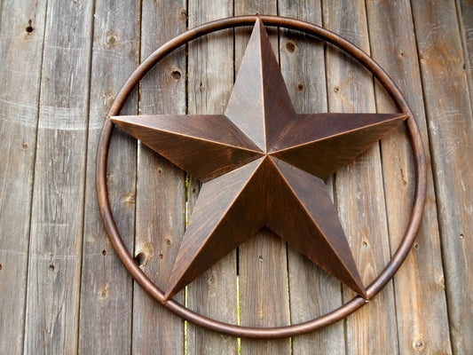 SOLID RING BRONZE BARN STAR METAL LONE STAR WESTERN HOME DECOR HANDMADE NEW 3" TO 38"-#EH10026