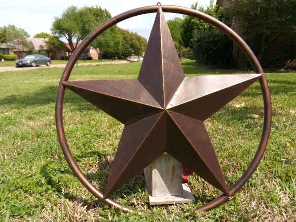 SOLID RING BRONZE BARN STAR METAL LONE STAR WESTERN HOME DECOR HANDMADE NEW 3" TO 38"-#EH10026