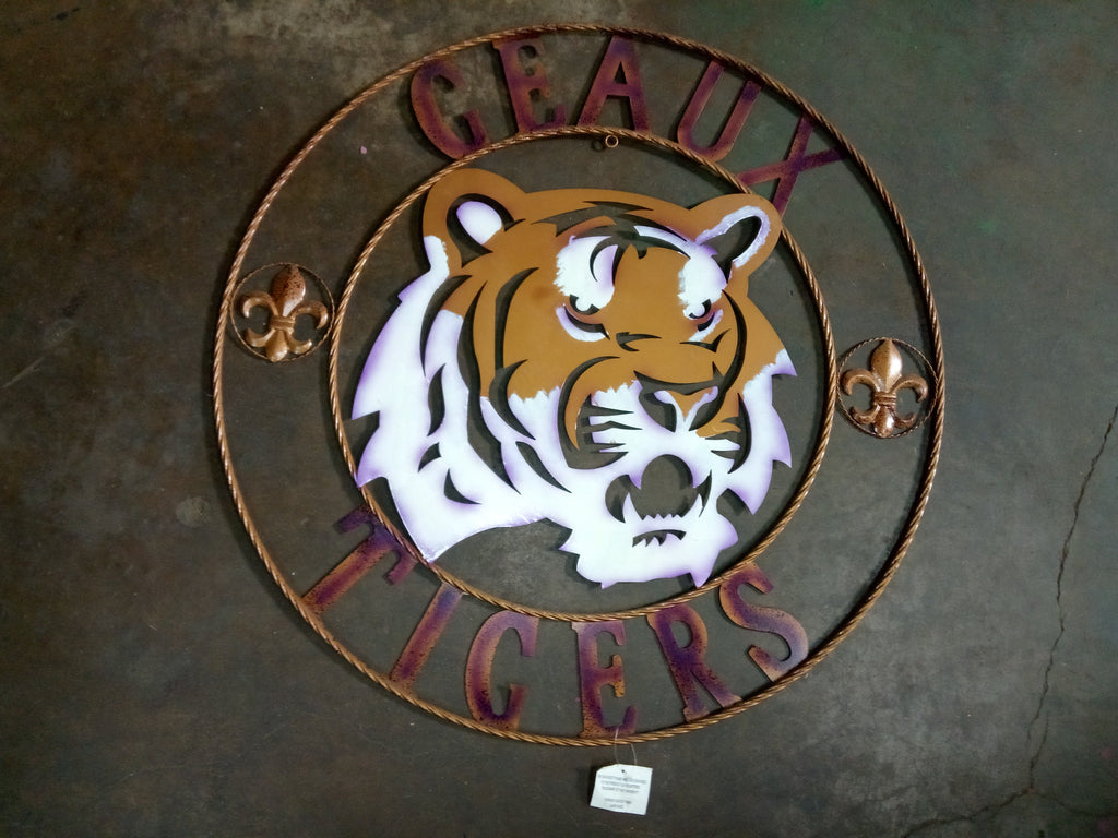 12",18", 24", 32", 36" GEAUX TIGERS CUSTOM METAL VINTAGE CRAFT SIGN TEAM HANDMADE