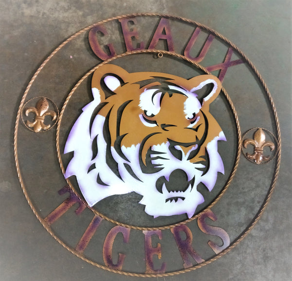 12",18", 24", 32", 36" GEAUX TIGERS CUSTOM METAL VINTAGE CRAFT SIGN TEAM HANDMADE