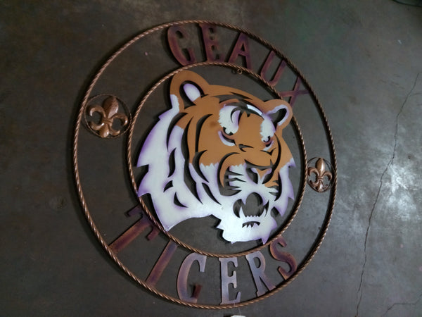 12",18", 24", 32", 36" GEAUX TIGERS CUSTOM METAL VINTAGE CRAFT SIGN TEAM HANDMADE