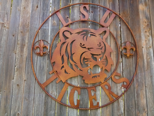 12",18", 24", 32", 36" GEAUX TIGERS CUSTOM METAL VINTAGE CRAFT SIGN TEAM HANDMADE