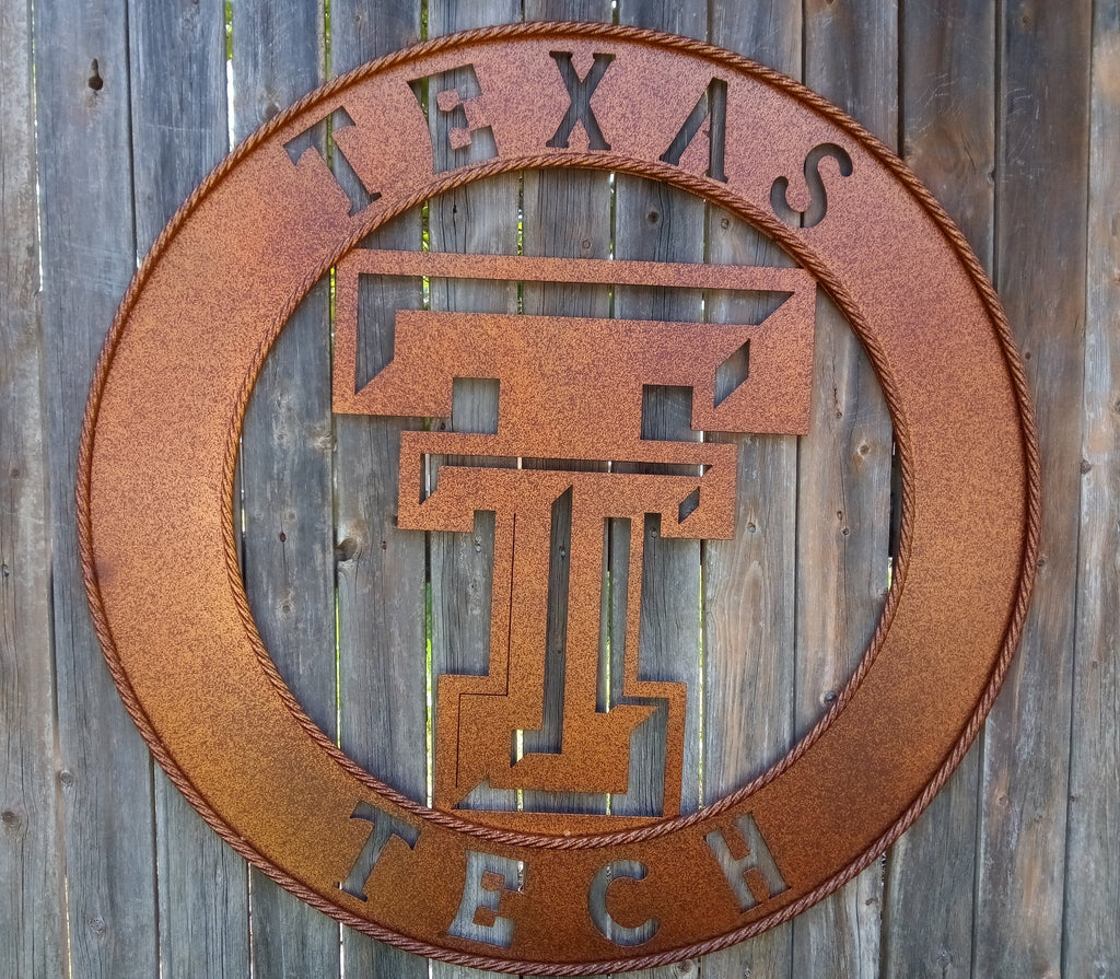 36" TEXAS TECH CUSTOM METAL VINTAGE CRAFT WESTERN HOME DECOR HANDMADE