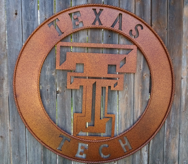 36" TEXAS TECH CUSTOM METAL VINTAGE CRAFT WESTERN HOME DECOR HANDMADE