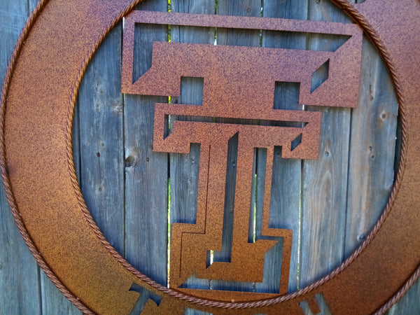 36" TEXAS TECH CUSTOM METAL VINTAGE CRAFT WESTERN HOME DECOR HANDMADE