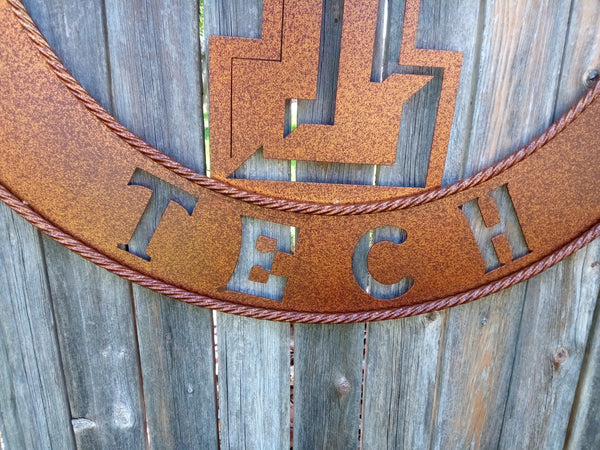 36" TEXAS TECH CUSTOM METAL VINTAGE CRAFT WESTERN HOME DECOR HANDMADE