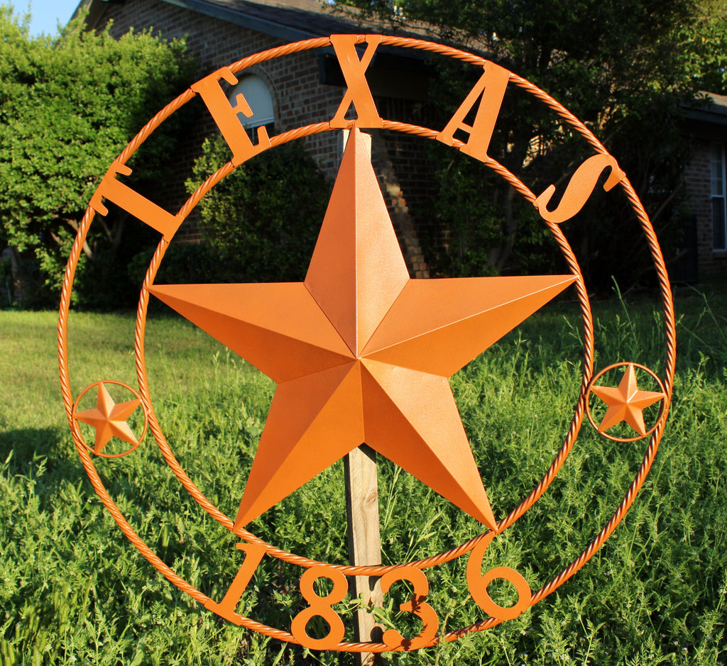 24", 32", 36", 40", 44", 50" RUSTIC ORANGE COPPER TEXAS 1836 BARN STAR METAL ART WESTERN HOME DECOR VINTAGE NEW