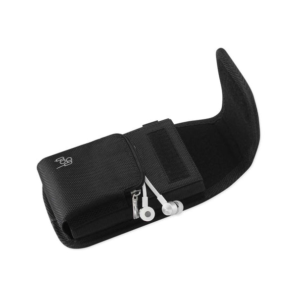PH15B-BK 7" REIKO XL EXTRA LARGE VERTICAL RUGGED POUCH WITH ZIPPER POCKET VELCO CLOSURE  &  BELT LOOP HOLSTER CELL PHONE CASE UNIVERSAL OVERSIZE -- FREE SHIPPING