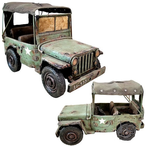 RA7145 JEEP DECOR METAL ART DESKTOP FIGURINES SCULPTURE HAND CRAFT WESTERN HOME BAR DECOR HANDMADE-FREE SHIPPING