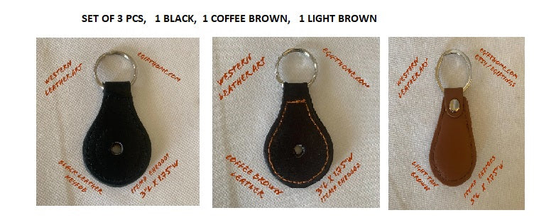 #EH80007 BLACK LEATHER KEYFOB KEYCHAIN WESTERN FASHION ART NEW--FREE SHIPPING
