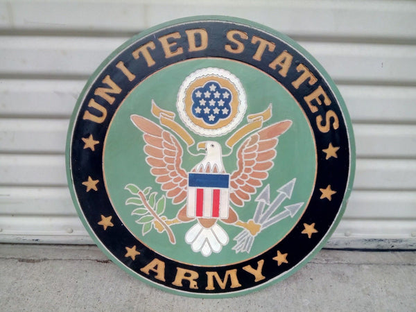 21" UNITED STATES ARMY MILITARY HAND CARVED WOOD PLAQUE ART CRAFT WESTERN HOME DECOR RUSTIC HANDMADE ART NEW