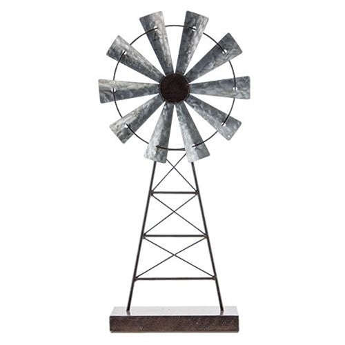 CH_G90250 19" RUSTIC WINDMILL STAND FARMHOUSE METAL ART WESTERN HOME DECOR NEW ART