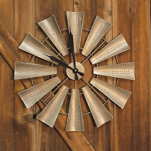 22" WINDMILL WALL CLOCK FARMHOUSE WALL ART METAL WESTERN HOME DECOR NEW EH12164