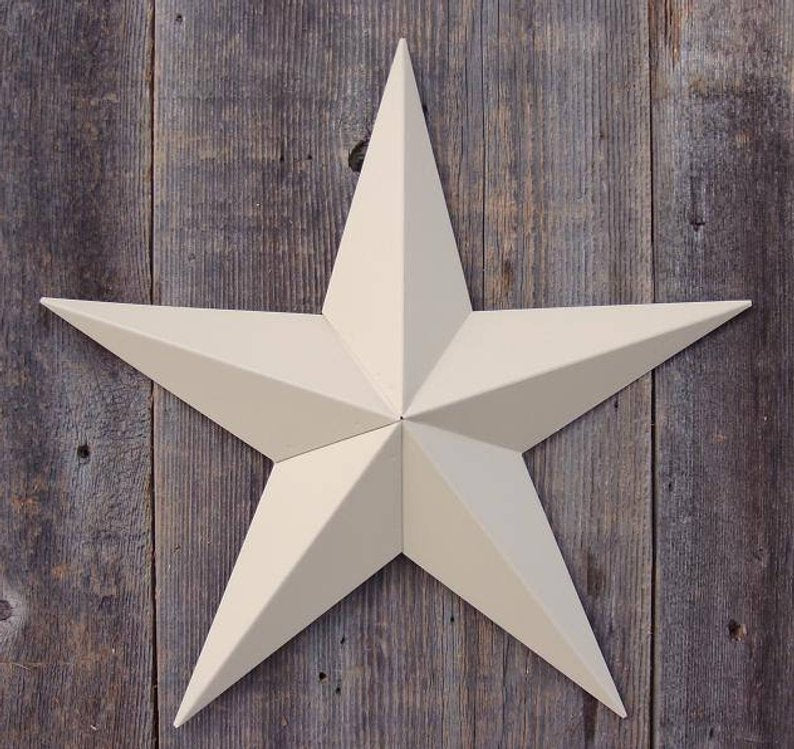 RUSTIC BEIGE BARN METAL STAR WALL ART WESTERN HOME DECOR NEW 12",16",24",30",36"