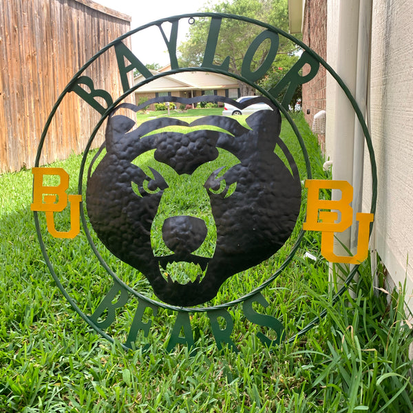 12",18",24",32" BAYLOR BEARS CUSTOM METAL VINTAGE CRAFT SIGN WESTERN HOME DECOR HANDMADE