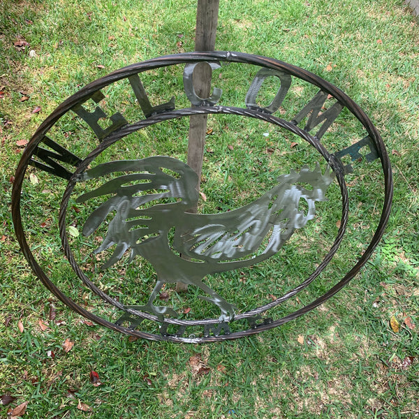 YOUR CUSTOM NAME ROOSTER LASERCUT RAW METAL ART WITH RING DESIGN WESTERN METAL ANIMAL ART HOME WALL DECOR BRAND NEW