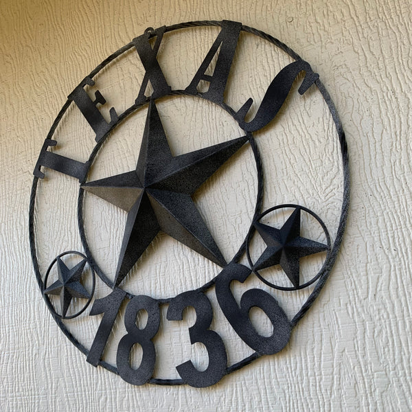 20" DISTRESSED BLACK TEXAS 1836 BARN LONE STAR TWO TONE METAL ART WESTERN HOME DECOR VINTAGE RUSTIC DARK BRONZE NEW