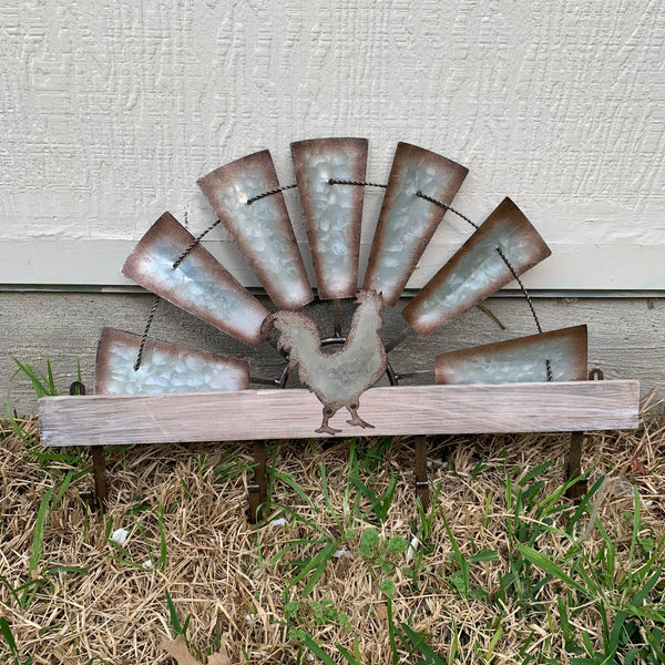 24" GALVANIZED HALF WINDMILL WESTERN KEY HOLDER HOOK WALL ART METAL WESTERN HOME DECOR NEW