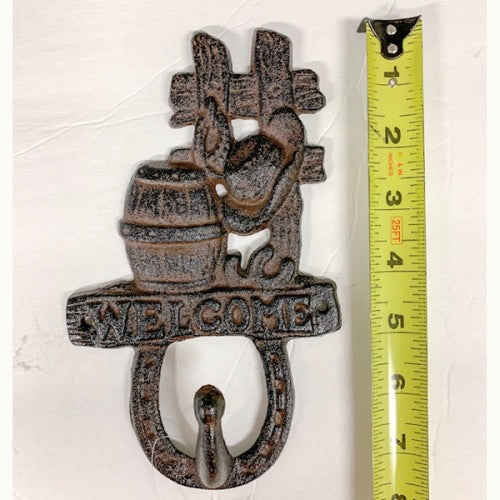 7" BARREL HOOK CAST IRON WALL ART METAL WESTERN HOME DECOR NEW