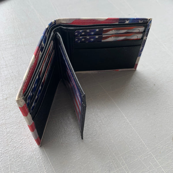 5" USA FLAG AMERICANA WALLET LEATHER BIFOLD WALLET