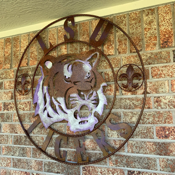 12,18",24",32" LSU TIGERS PURPLE WHITE CUSTOM METAL TEAM VINTAGE CRAFT HANDMADE