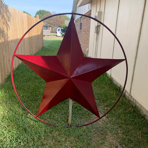 24",32",36" CRANBERRY RED STAR BARN METAL LONESTAR TWISTED ROPE RING WALL ART WESTERN HOME DECOR BRAND NEW