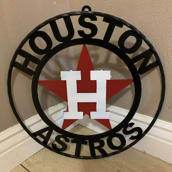 12",18",24",32",36" HOUSTON ASTROS ORANGE WHITE & BLACK CUSTOM METAL VINTAGE CRAFT WALL ART
