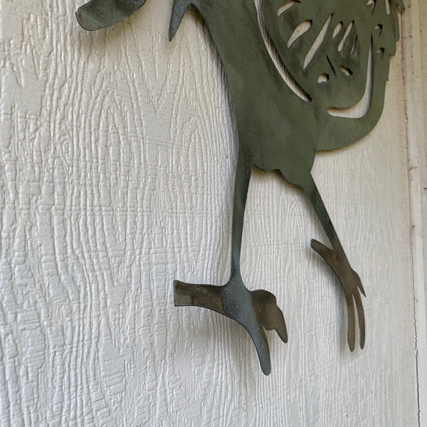 28"  X 28" CUSTOM ROOSTER LASERCUT ART WITH RING DESIGN WESTERN METAL ANIMAL ART HOME WALL DECOR BRAND NEW