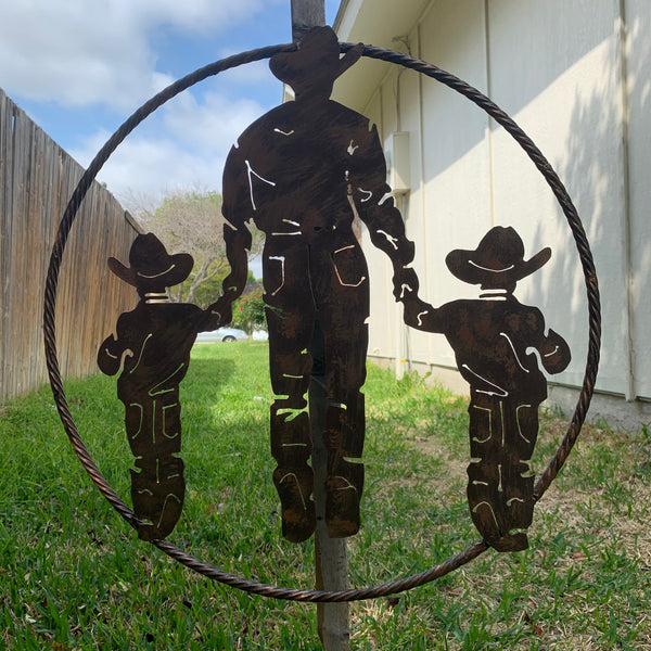 18",24" FATHER & 2 SON LASER CUT METAL WALL ART CUSTOM VINTAGE CRAFT RUSTIC BRONZE COPPER HAND MADE