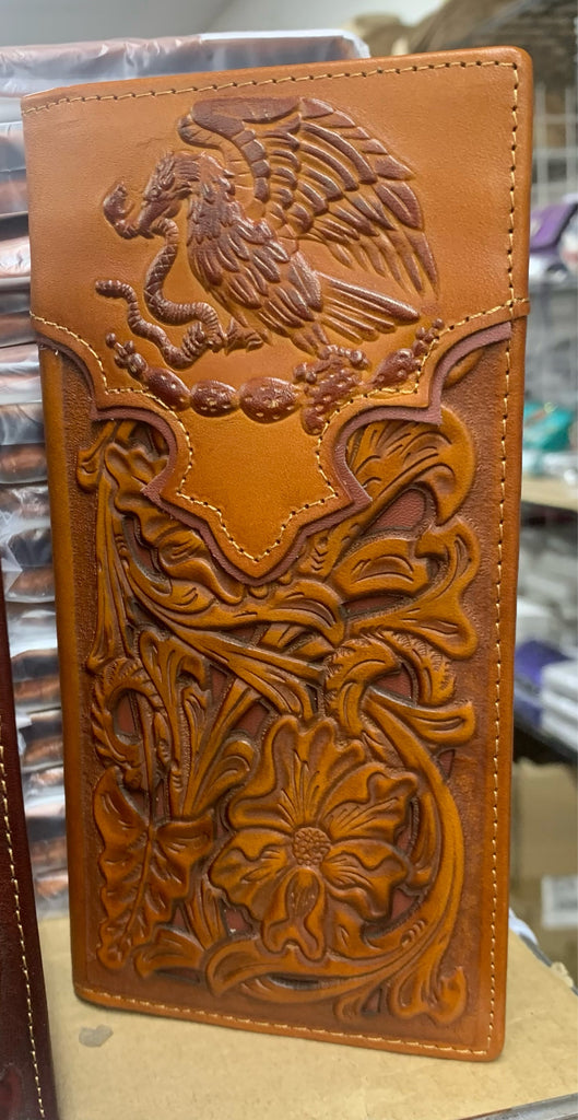 GENUINE LEATHER WESTERN CHECKBOOK MEN'S WALLET WESTERN FASHION
